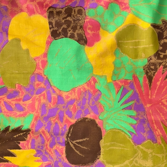 Vintage 60s 70s Maxi Dress Tiki Tropical Floral Cotton Orange Retro Mod M 8 10 - Picture 13 of 14